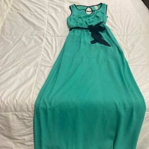 Navy blue and green maxi dress
